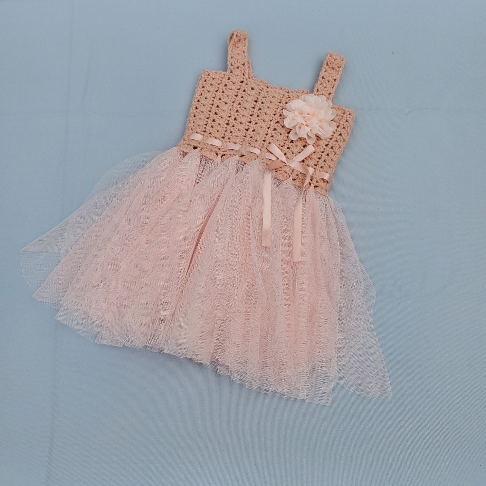 Elly & Emmy - Pink Crochet and Tulle Dress